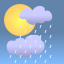 Scattered clouds, rain showers